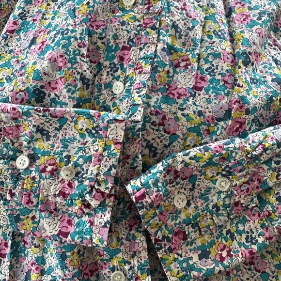 J crew Liberty Fabrics Womens 8 Ruffle Button-up Blouse Claire-Aude Floral - Picture 8 of 11
